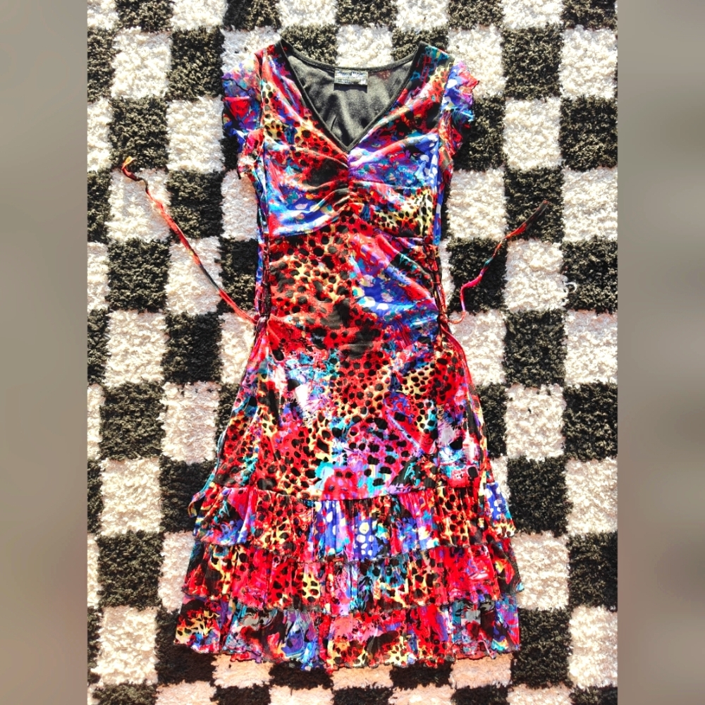 Tango Mango Frilled Mesh Multicolor Dress S